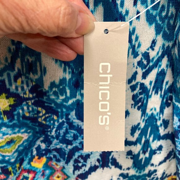 Chico's Lightweight Knit Tank Top, Size 1 (Medium), Multicolor Ikat Print, NEW - Picture 3 of 10